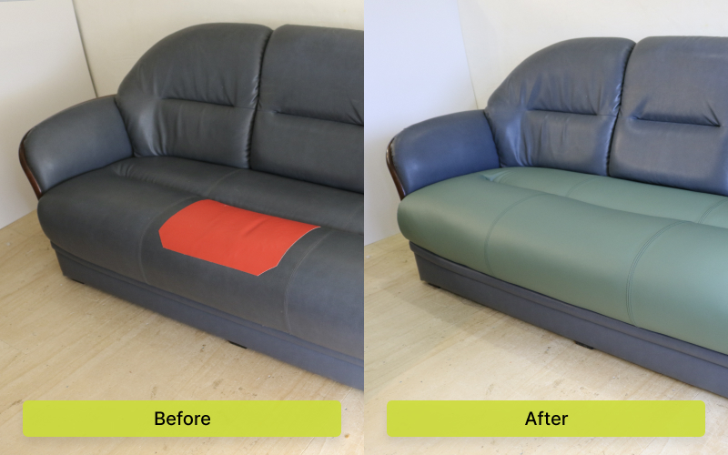 来店して生地を選べる方限定！！在庫生地の本革へのソファ張替え