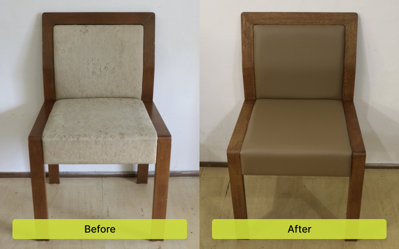 ファブリックから本革へ。アルフレックスのダイニングチェアの張り替え