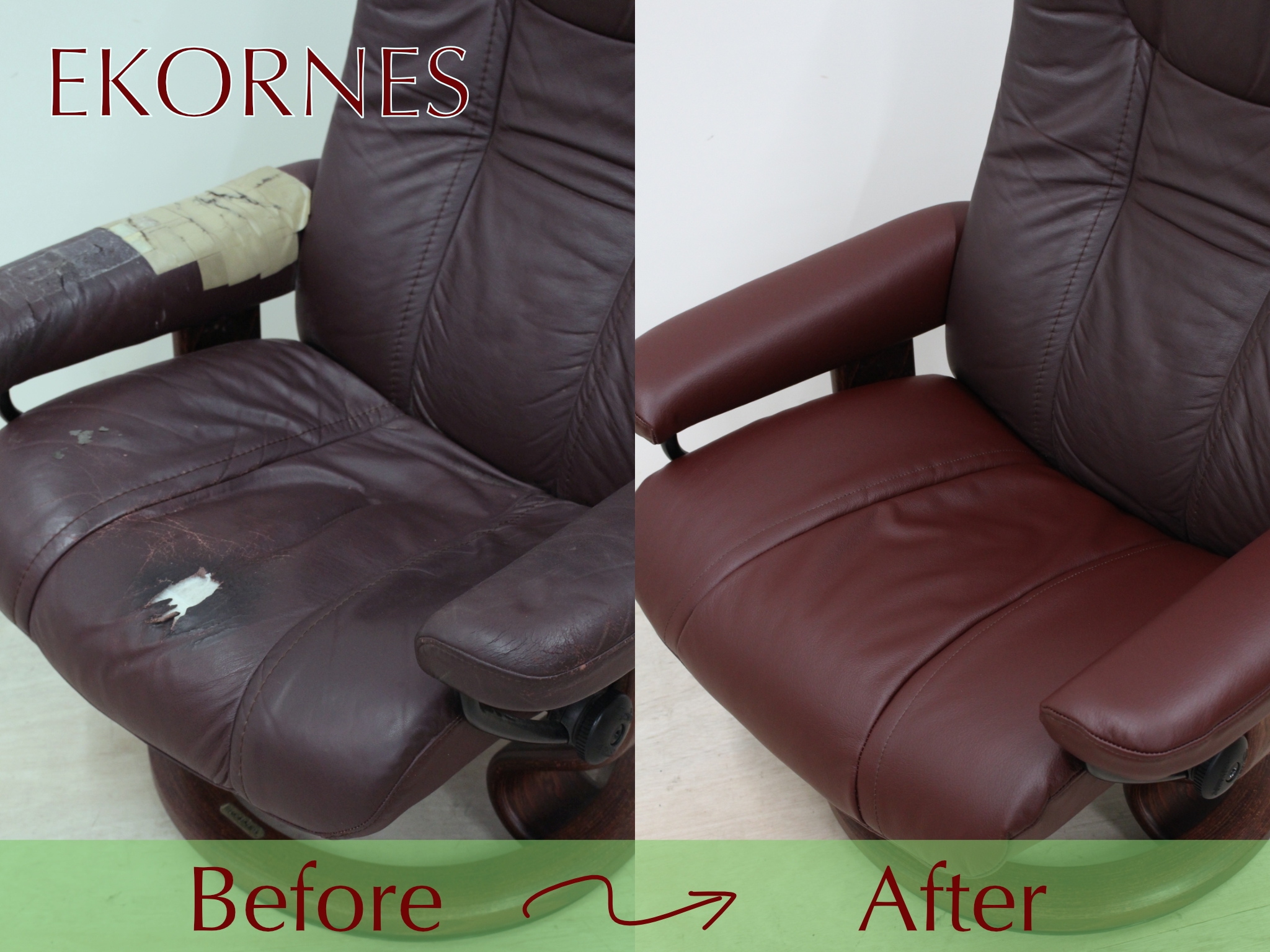 エコーネスのリクライニングチェアの部分張替えをしました！